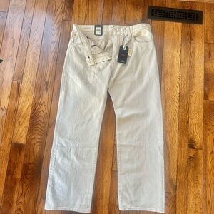 Levi's555 relaxed straight leg Off-White/ecru western Jeans Normcore linen denim